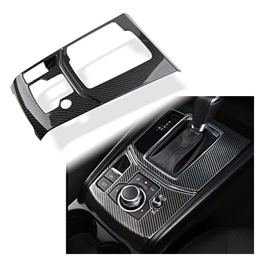 ANFOKAS for Mazda CX-5 2023 2022 2021 2020 2019 2018 2017 Accessories Car Gear Panel Cover Trims Frame Gear Shift Knob Center Consoles for Left Side Drive Car -ABS Carbon Fiber Style