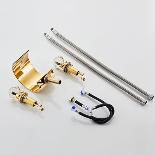 Mitigeur cascade de salle de bain double poignée laiton gris