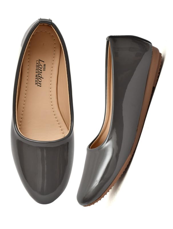 Image of MISS London Women's Bellies | Patent Leather Flats for Casual & Office Wear | Stylish & Comfortable | TPC Sole