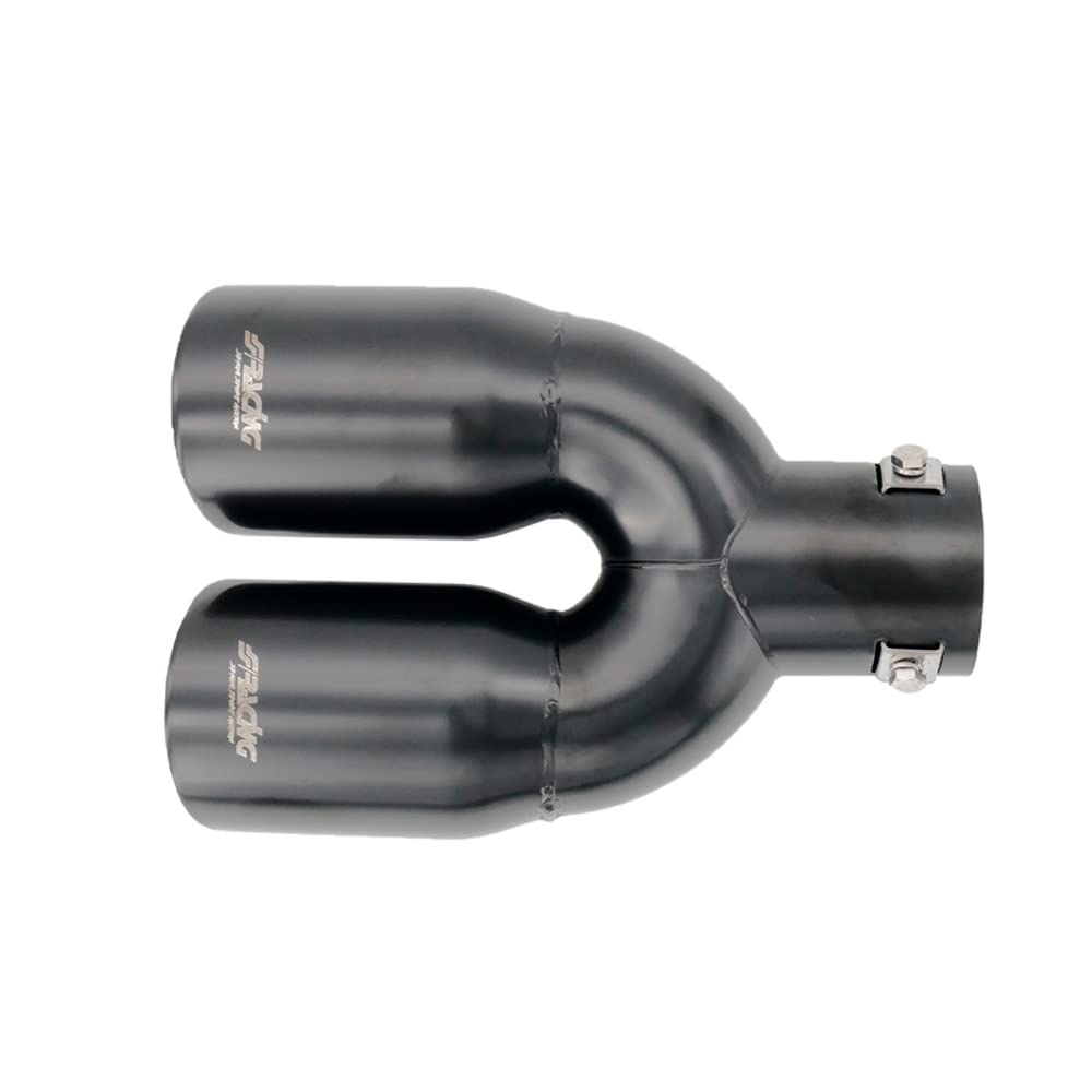 Simoni Racing Embout d'Échappement Rond Double/Oblique Inox Noir - 2xØ76xL240mm - Montage 34-60mm