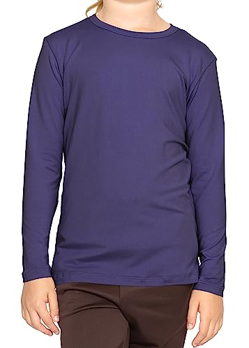 Image of Shirts for Girls Long Sleeve Crew Neck Top, Hoodie or 3 /4 Sleeve Soft Stretch Kids Lightweight Size 2-16