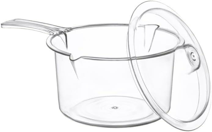 Polly Carbonate Non-Staining Microwave Sauce Pan with Lid, Clear, 0.9 Liter, Dishwasher Safe, Stain Resistant