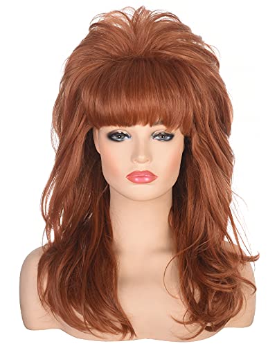 80s Women Beehive Wig Long Wavy Ginger Bouffant