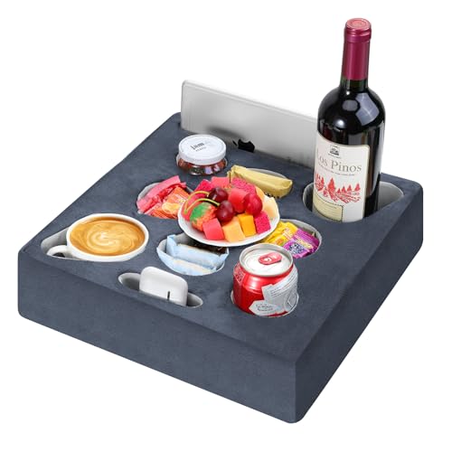 MoKo Couch Cup Holder Pillow Sofa Bed Cup Holder for Drinks 7 Slot Tray Couch Drink Holder Couch Caddy for Remote Snacks Drinks Tablet Cup Holder for Couch Bed Rv Tv Car Man Cave Boat