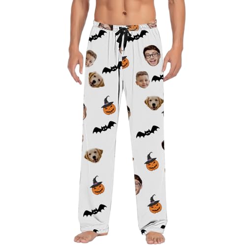 Halloween Pajamas Women Men Personalized Pajama Pants With Photo Face Custom Pj Bottoms Funny Sleepwear