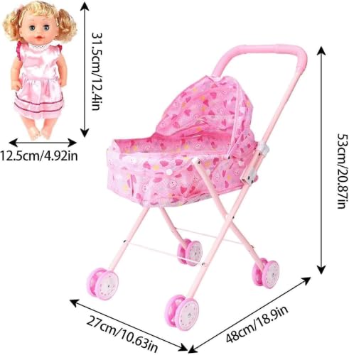 Image of Barbiieee Doll House Playset with Spray Function & Pink Car for Kids | 176 PCS, Spray Function (Doll stoller)