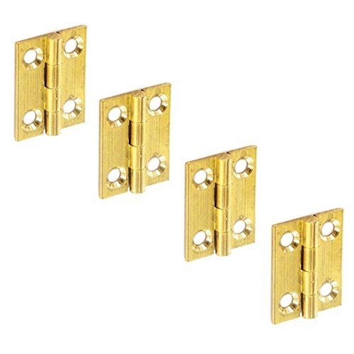 2 Pairs of 25mm Solid Brass Butt Hinges For Model Making or Cabinet + Screws 40512