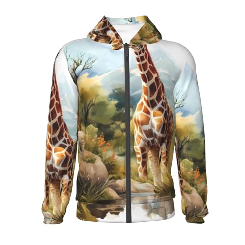 Giraffes and Trees Kids Pullover Hoodies Boys Zip Up Sweatshirts Girls Athletic Clothes with Pocket2
