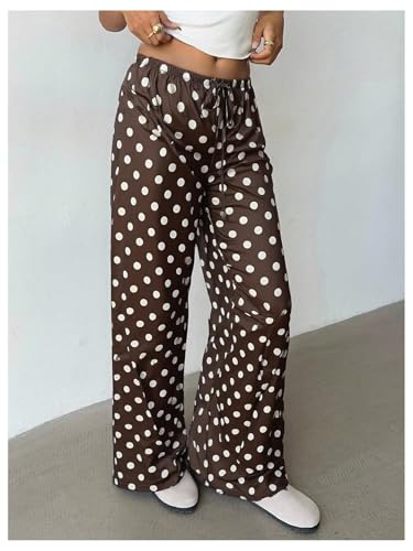 Image of MakeMeChic Women's Summer Satin Silk Pants Casual Flowy Pants Beach Vacation Wide Leg Pants