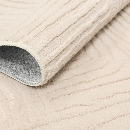 Tapete decorativo lavable 5x7 diseño moderno beige miniatura 5