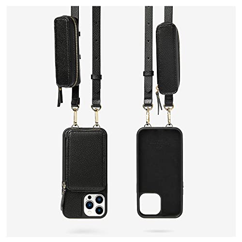 Zve Iphone 13 Pro Max Wallet Case Crossbody With Zipper Lipstick Pouch, Phone Case With Rfid Blocking Card Holder Wrist Strap For Women, Leather Purse Gift For Iphone 13 Pro Max(6.7 Inch)- Black #TOP4