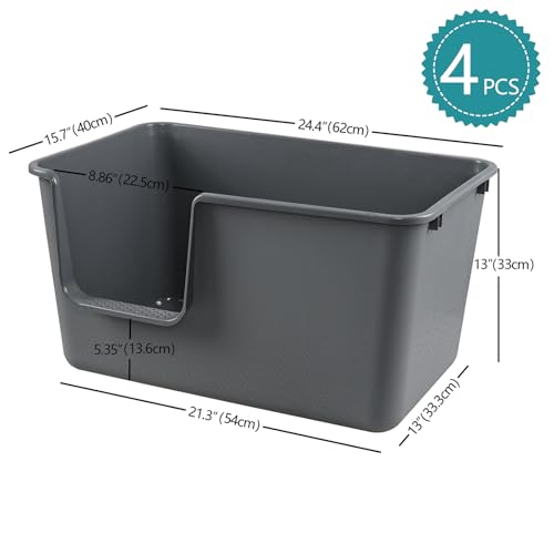 4-Pack Arenero Grande para Gatos con Lados Altos y Frente Bajo miniatura 2