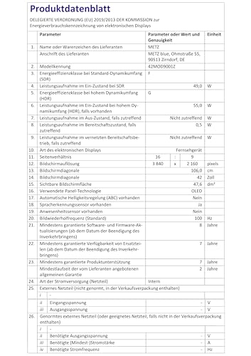 METZ 42 Zoll OLED TV 120Hz, SMART-TV, DVB-C/T2/S2, Netflix, Prime, YouTube usw. (42 Zoll) – Bild 6