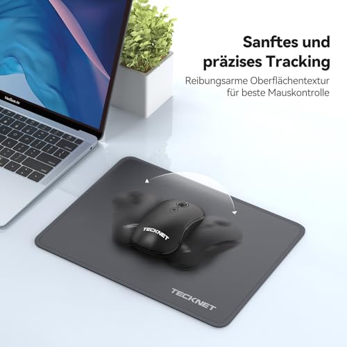 Image of TECKNET Mouse Pad with Anti-fray Stitchin, Waterproof Surface & Non-Slip Rubber Base with Stitched Edges Gaming Mouse Mat for Laptop,Compatible with Laser and Optical Mice - Dark Gray