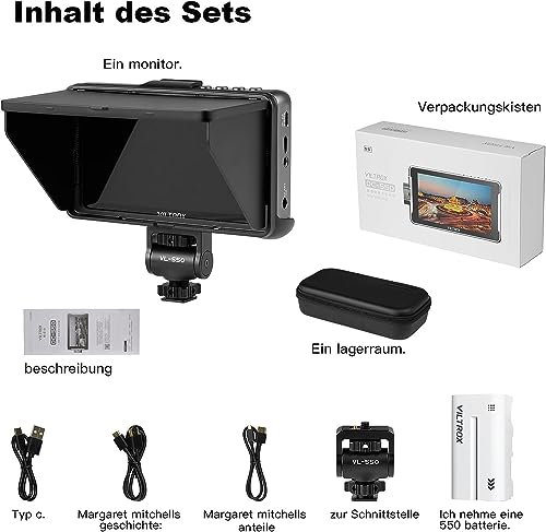 Image of VILTROX DC 550 Pro 6 inch Touch Screen DSLR Camera Field Monitor | FHD 1200nit 4K Video External Monitor for Sony Canon Nikon with Sunshade, Battery & Storage Bag, Professional Monitoring Tool