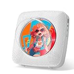 Gueray CD Player Portable: Bluetooth CD Players for Home with Speakers 1800mAh Rechargeable battery Remote Control Removable Dust Cover Wall Mounted CD-Player Supports FM Radio USB AUX Function White