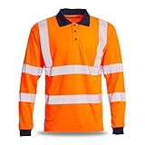 Blackrock Eco+ Hi-Vis Long Sleeve Polo Shirt, Rail Industry Orange GRS Recyclable Polyester, SPF50+ Work Utility & Safety Clothing, High Visibility Workwear, Men Women, EN20471 Class 2, Size Medium - Image 1
