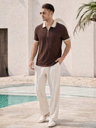 Image of TAGDO Men's Chain Jacquard Polo T Shirt | Half Sleeve | Comfortable Fit Wear | Stylish Casual Look | Breathable Feel |Modern Style | Easy Movement | Everyday Wear (Polo)