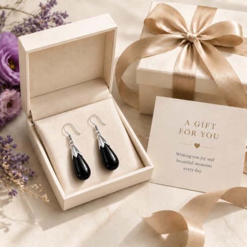 Natural Obsidian Earrings for Women Crystal Dangle Drop Birthstone Jewelry - image 7