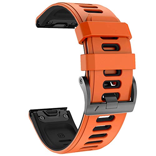 NotoCity Compatible with Fenix 6 Pro/6/7/5 Watch Band,Quickfit 22MM Watch Bands for Fenix 5 Plus/8 47mm/Forerunner 935/945/955/965/745/Approach S60/S62/Descent G1/Epix 2/Quatix 5/6(Orange/Black)