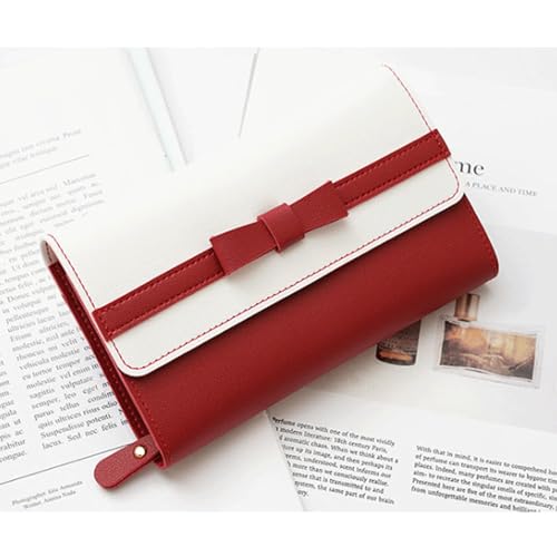 Women Leather Wallets Bow-Knot Small Fresh Clutch Card Holder Ladies Purse with Zipper Pocket for Women3