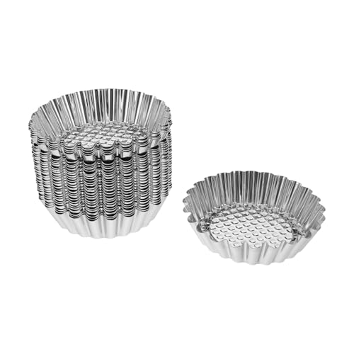 Sosoport 30 Piezas Moldes de Tartaletas de Acero Inoxidable Mini Moldes para Tartas y Cupcakes con Borde Floral Antiadherentes y Reutilizables para Quiches Pasteles y Postres Variados