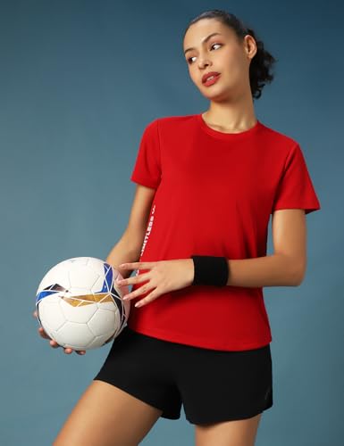 Image of PUMP'D Women's Polyester Regular fit T-Shirt | Quick Dry | Workout Active Gym Wear| Running T-Shirts Quick Dry Sports Half Sleeve Round Crew Neck