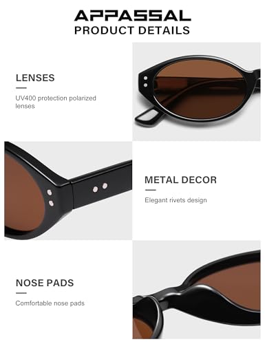Retro Oval Polarized Sunglasses for Women Chic Cat Eye Trendy 90s Shades UV400 Protection AP3743