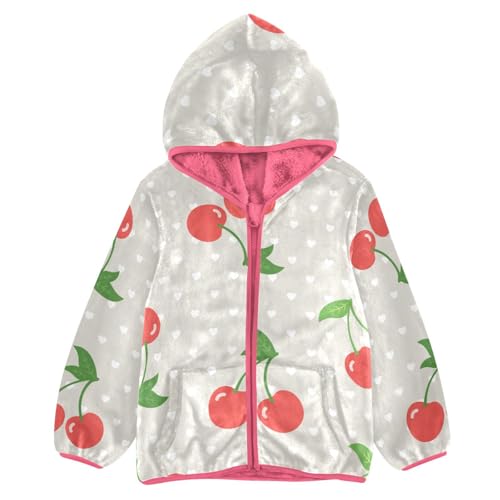 OTVEE Cherry Fruit Pattern Kids Hoodie Jacket Fall Spring Full Zip Warm Outwear Coat