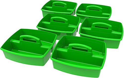 Image of Storex 2-Compartment Large Caddy - Multipurpose Classroom Organizer with Handle, Green, (00956U06C) (Pack of 6)