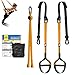 RHINOSPORT Schlingentrainer Sling Trainer Set mit Türanker Einstellbar Fitness Zuhause Suspension - geeignet für unterwegs und für das Training im Innen- und Außenbereich (Hellorange)