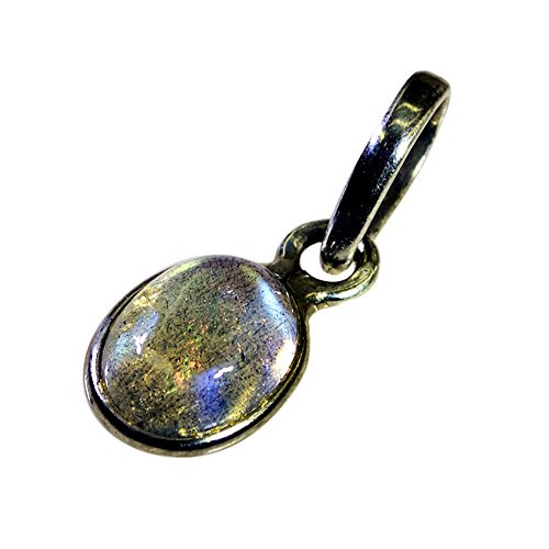 Pendentif Pierre de Charme Arc-en-Lune véritable en argent
