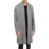 COOFANDY Mens Fashion Long Ruffle Knit Cardigan Lightweight Shawl Collar Sweater