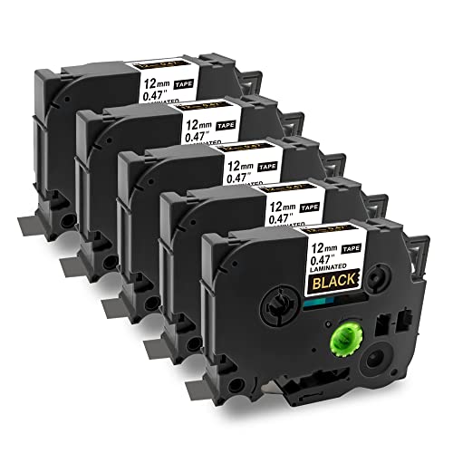 RolyPoly777 �݊� �u���U�[�H�� TZe-334 ���n������ 12mm�� 5�Z�b�g ����8m �s�[�^�b�` P-touch �ėp �e�[�v�J�[�g���b�W ���ϋv�݌v ���S���d�l �I�t�B�X/�q��/�����X/�ƒ�p ���p�r���p�\