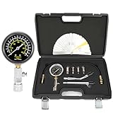 BETOOLL 9pcs Petrol Engine Cylinder Compression Tester Kit with Spark Plug Gap Tool 32 Blades Steel Feeler Gauge 300PSI Engine Cylinder Compression Gauge Automotive Tool