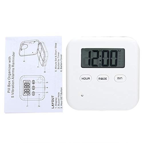 Pills Box,Medicine Storage Box Pill Organizer,Upgraded Version of Premium Pill Boxes and Organizer with Timer,Suitable for Carrying Pills, Travel, Fitness Supplements(White Grey)