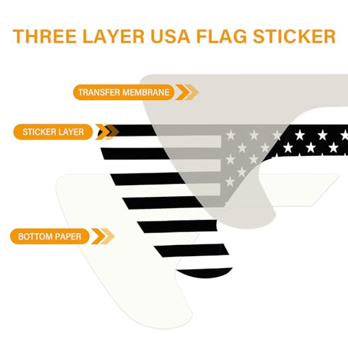Image of 2Pcs /Pair Side Fender Vent American Flag Decals Compatible with Jeep Wrangler 2018-2024 USA Flag Vinyl Sticker for Truck Gladiator JT 2020 2021 2022 2023 2024 Decals Accessories (Black)