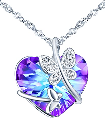 Collier Cœur de l'Océan en argent 925 avec pendentif cristal dégradé haut de gamme pour femme