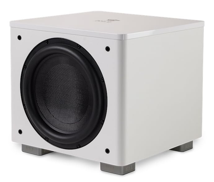 REL HT/1205 MKII 12-Inch Powered Subwoofer – Powerful Bass for HiFi Home Theater, Audiophile Stereo Systems, and Surround Sound – Premium High-End Subwoofer in Line Grained White Finish