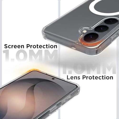 Image of RIGGEAR Shockproof Clear Hybrid Armor Magnetic Back Cover Case Compatible with MagSafe Accessories for Samsung Galaxy S26 Plus (Transparent PC and TPU Bumper)