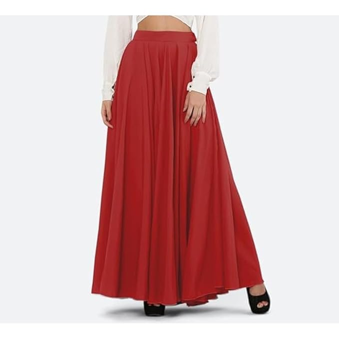 Image of JYESHTA Women's American Crepe Flared A Line Stitched Long Skirt with 12 Mtr Flare 40 in Height | Skirts for Women Long Length | Long Skirts for Girls