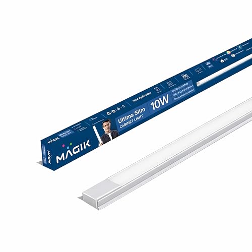 Image of MAGIK Ultima Slim Cabinet Light 2 Feet | Cool White (6500K) | 10 Watt | Aluminium case | Under Cabinet Light for Wardrobe, Kitchen Shelf | Pack of 1