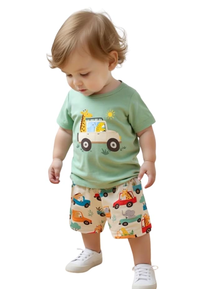 M.C Kids Clothes for Boys | Printed Cotton Half Sleeves T-shirt and Shorts Clothing Set | Casual Baby Boy Dress | Lightweight Kids Dress Set-picture-52