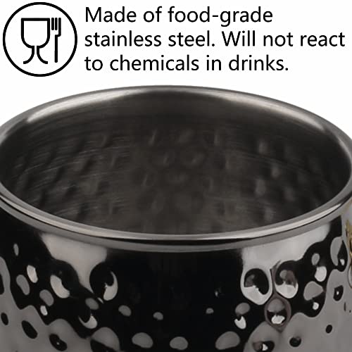 ARORA Caneca Moscow Mule, conjunto de 4 martelados pretos, durável para jantar em casa, capacidade m