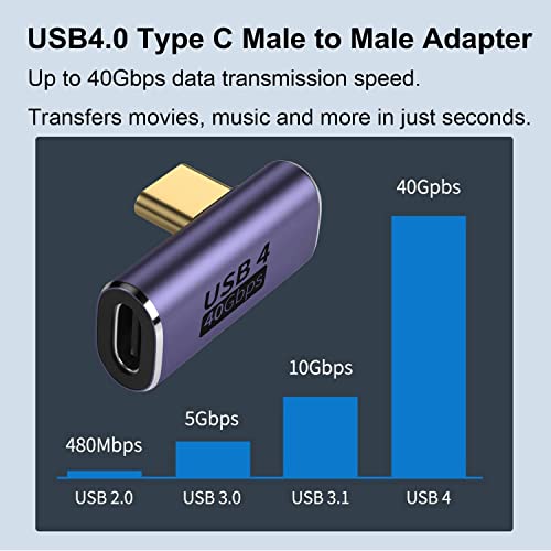 Image of Tobo 90 Degree Right Angle USB C Adapter 40Gbps Data Transfer USB 4.0 /Thunderbolt 4 Type C Male to Female Connector Extender for Mobile Phone, Switch, Steam Deck, Tablet, Laptop (TD-940CC, Pack-of-2)