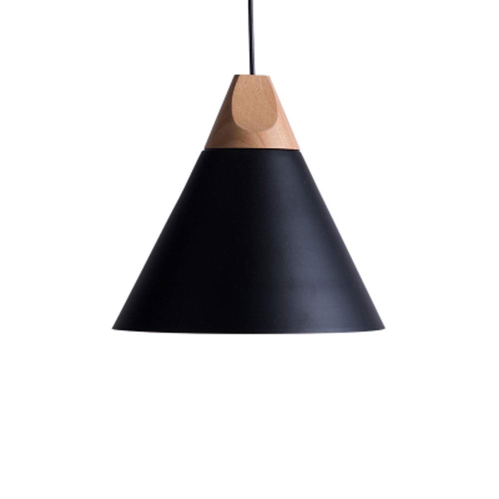 Chandelier single head en fer et bois noir moderne pour suspension loft