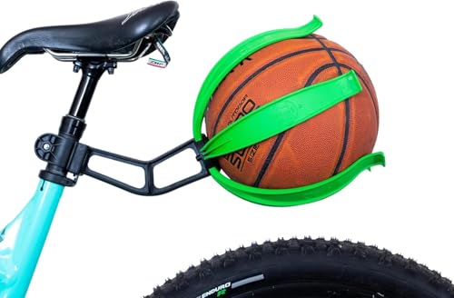 KIK BALL, Porta Pallone da Bicicletta, Dispositivo per la Sicurezza di Bambini e Ragazzi, Supporto di Facile Applicazione, Adatto a Palloni da Calcio, Pallvolo, Basket e Rugby, Colore Verde
