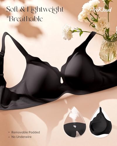 Image of ProKloud Bras for Women No Underwire Wireless Jelly Bras Full Coverage Seamless Push Up Bralettes Support Tshirt Bra