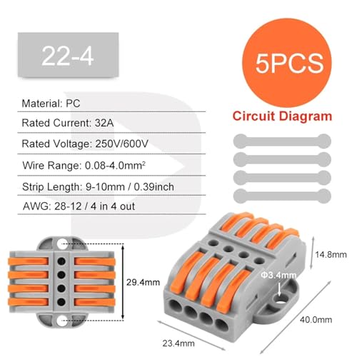 Connecteurs de câbles rapides universels avec trou de fixation pour bornier compact - 2