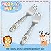 4 Piece Stainless Steel Toddler Forks, Safe Children Forks for Self-Feeding, Baby Forks with Colorful Laser Design, Dishwasher Safe